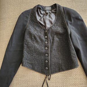 Cynthia Steffe Cropped Embroidered Blazer Size M Lace-Up Back Women Jacket